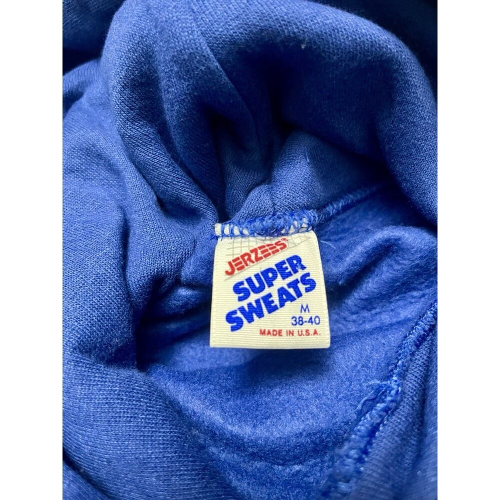 New Vintage 90s Jerzees Blank Pullover Hoodie Sweatshirt Blue Men’s Size Medium - Picture 4 of 6